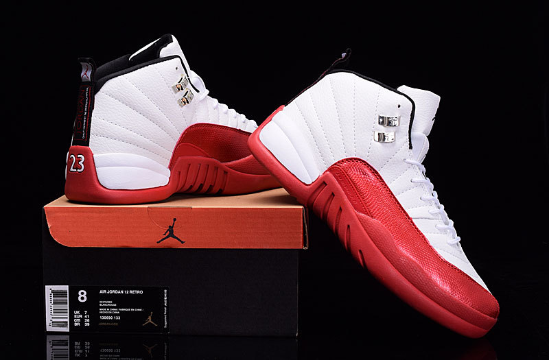 2016 Air Jordan 12 White Red Shoes - Click Image to Close